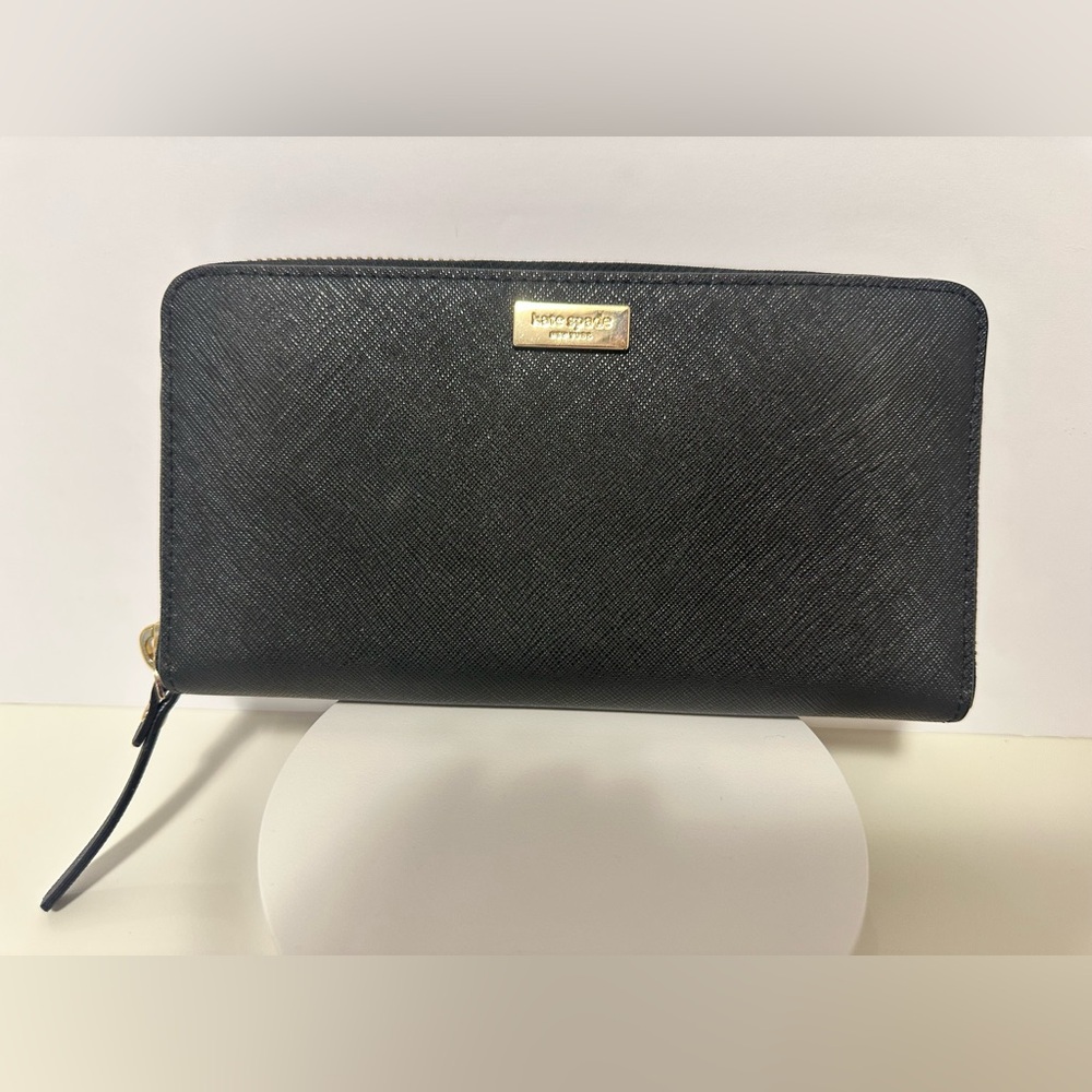 Kate Spade New York Laurel Way Neda Saffiano Leather Zip Around Wallet in black